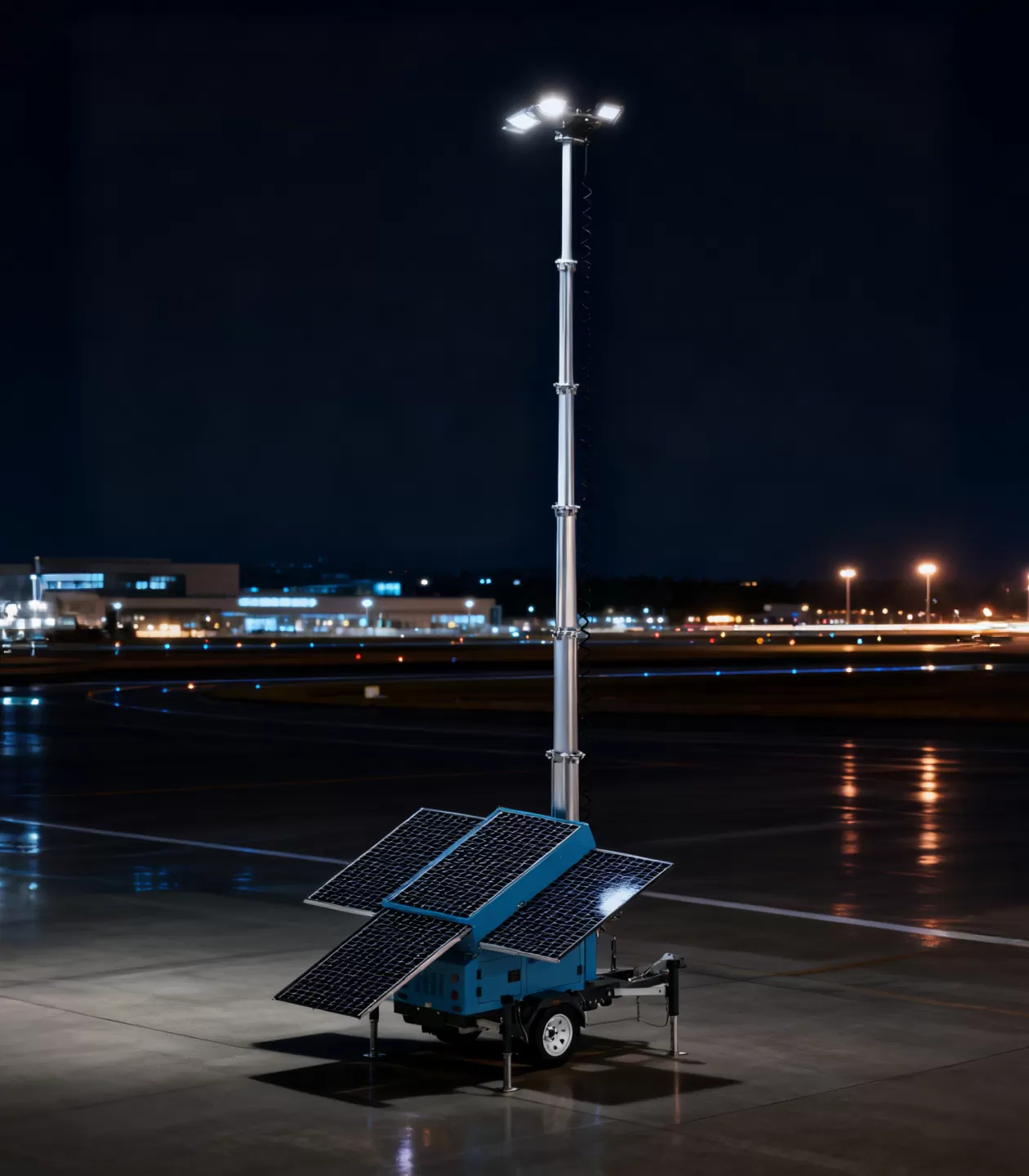 Solar-Powered Lighting Towers Illuminate Airport Nighttime Construction and Logistics
