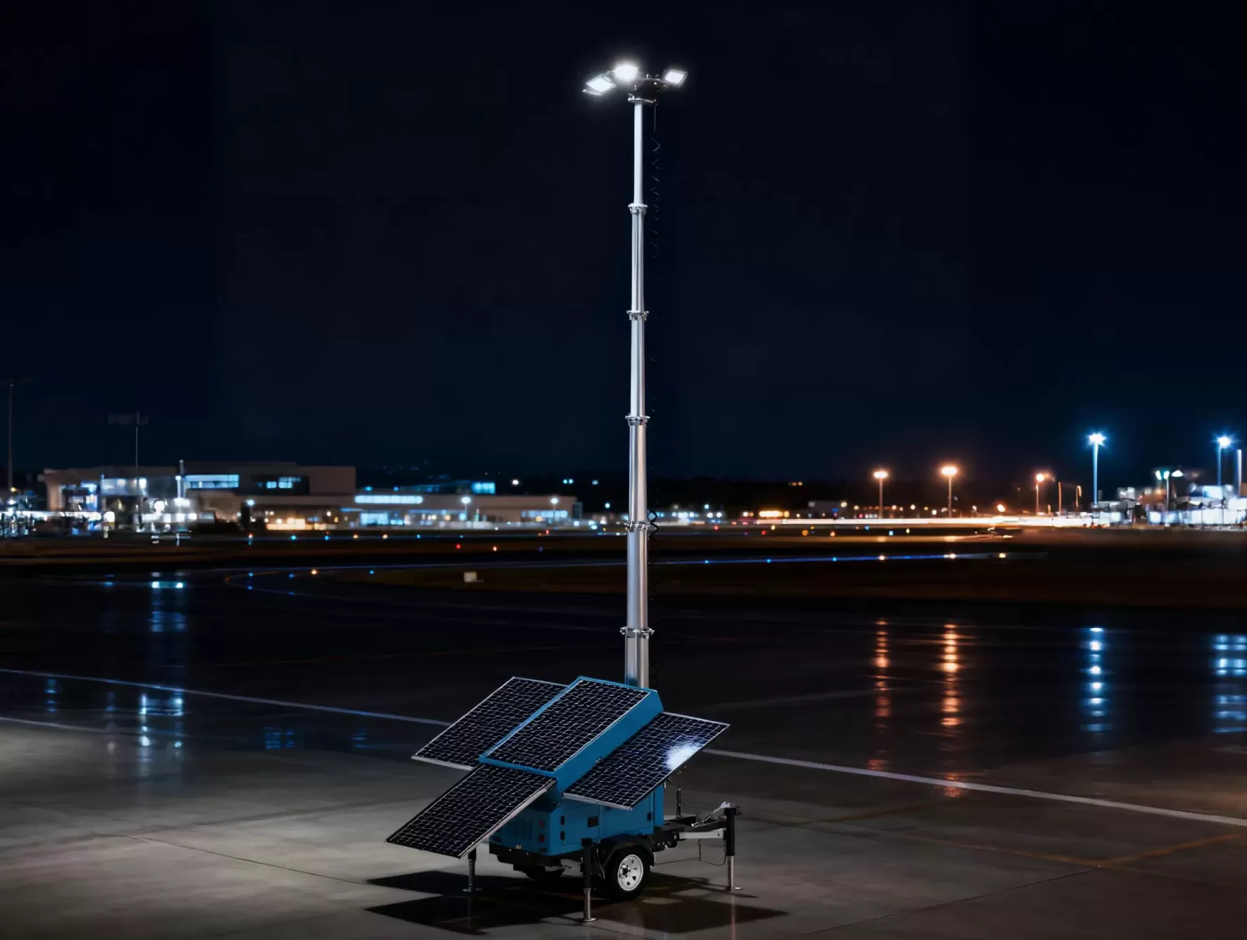 Solar-Powered Lighting Towers Illuminate Airport Nighttime Construction and Logistics