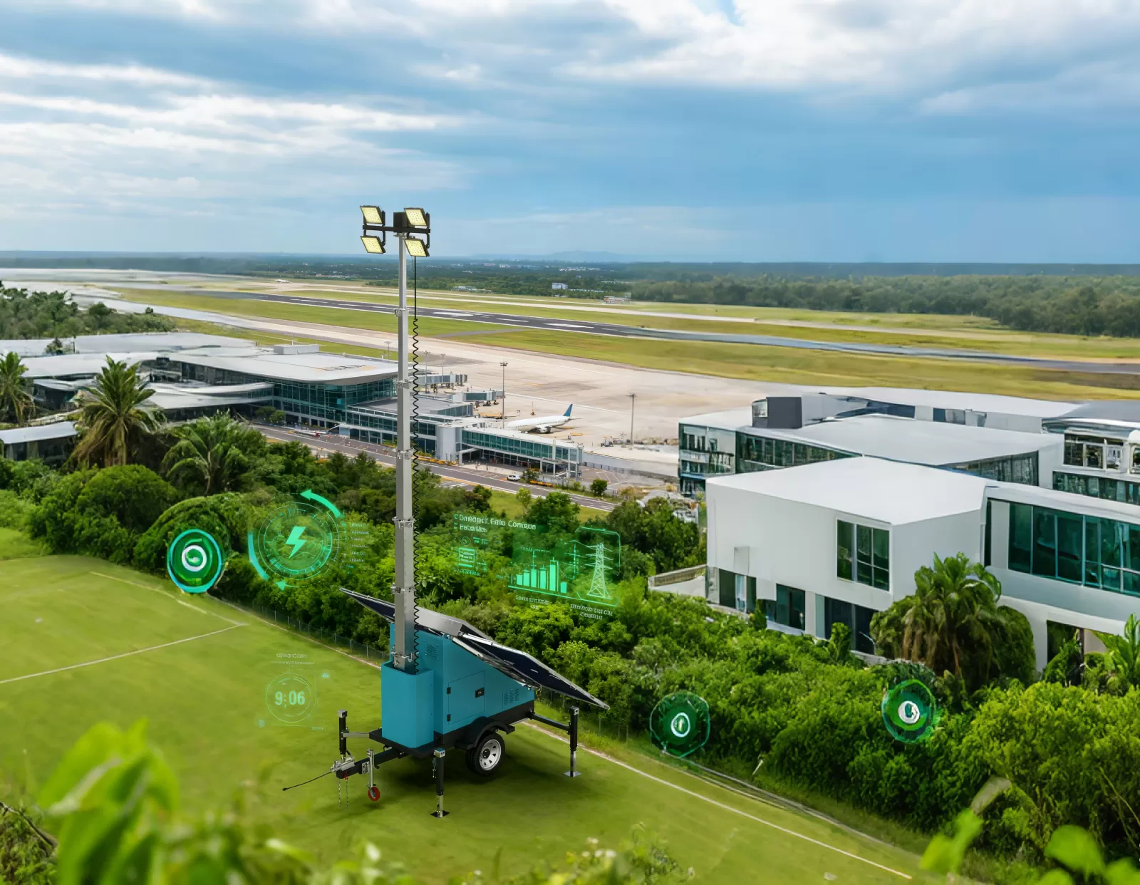 Solar-Powered Lighting Towers Illuminate Path to Carbon-Neutral Airports