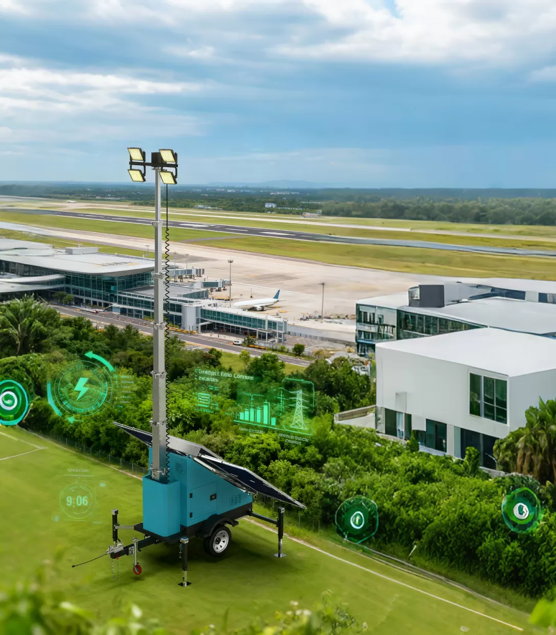 Solar-Powered Lighting Towers Illuminate Path to Carbon-Neutral Airports