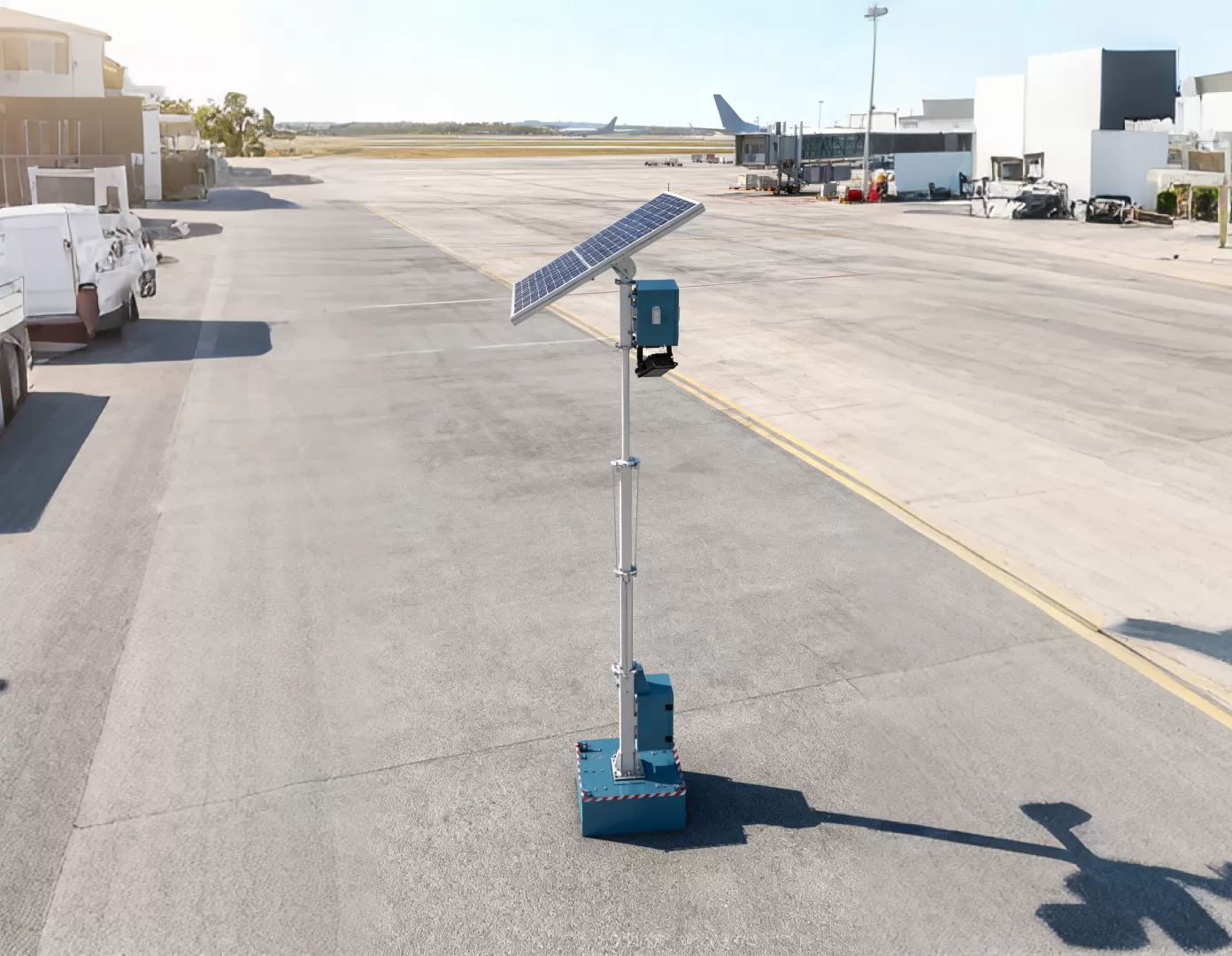 Solar-Powered Surveillance Towers Secure Airport Construction Zones and Access Points
