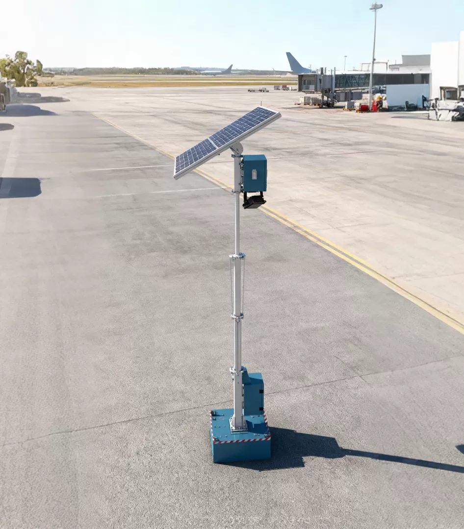Solar-Powered Surveillance Towers Secure Airport Construction Zones and Access Points